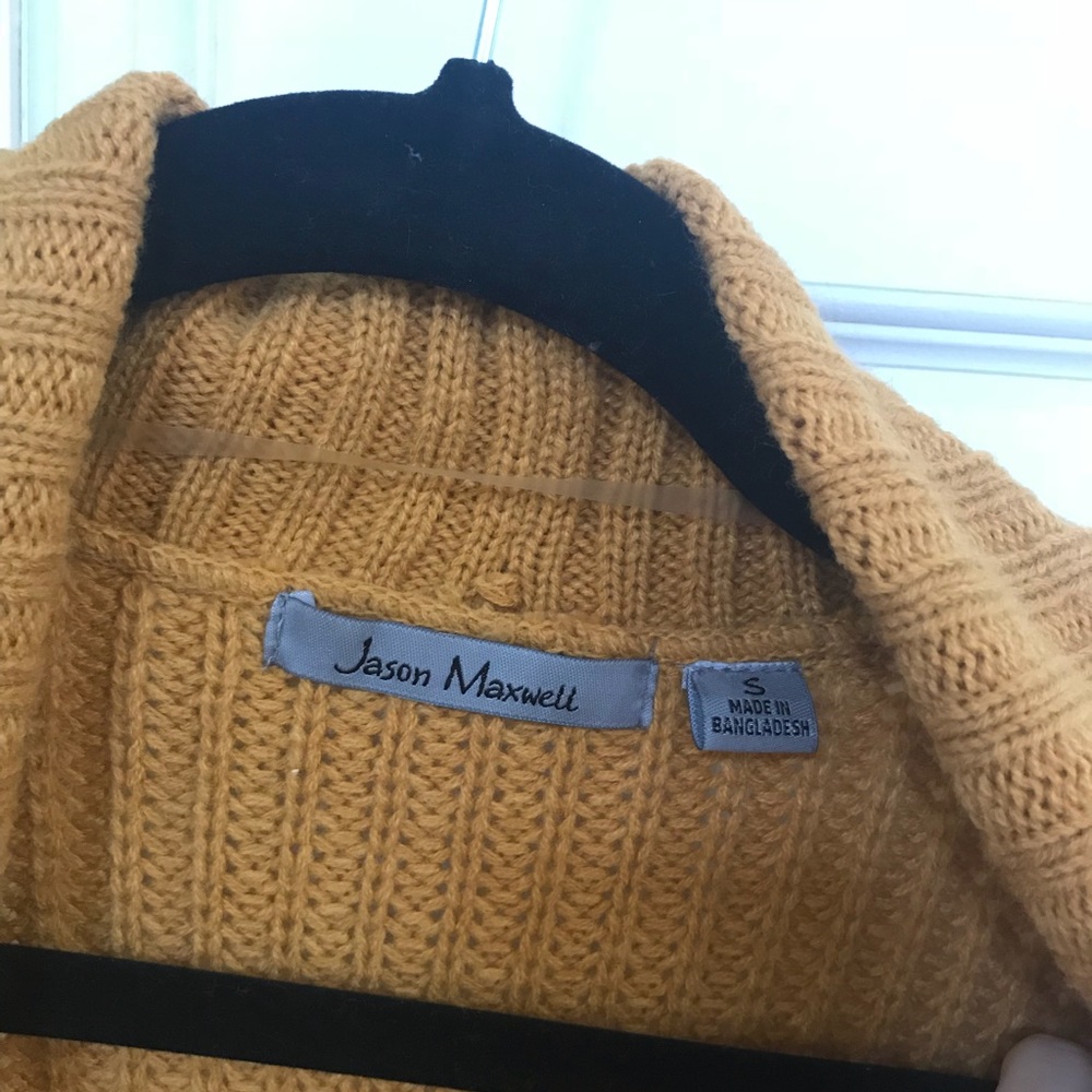 Mustard yellow knitted cardigan golden - Picture 5 of 7